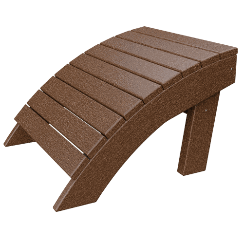 Brown low-maintenance poly lumber Coastal Ottoman with ergonomic sloped design for outdoor use