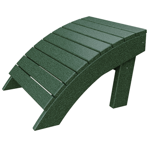 Ergonomic Coastal Ottoman in dark green poly lumber for outdoor use, durable and weather-resistant footrest and extra seat.