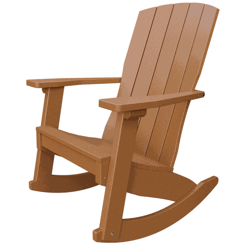 Durable brown Coastal Rocker chair with weather-resistant poly lumber and smooth rocking motion for outdoor relaxation
