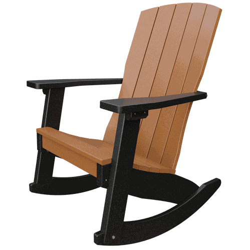 Weather-resistant Coastal Rocker with high back, wide armrests, and smooth rocking motion.