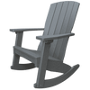 Gray poly lumber Coastal Rocker chair with tall supportive back and wide armrests designed for outdoor use and smooth rocking motion.