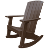 Brown weather-resistant poly lumber Coastal Rocker chair with high back and wide armrests designed for outdoor use