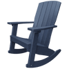 Coastal Rocker navy blue outdoor rocking chair made of weather-resistant poly lumber with a high back and wide armrests for porch relaxation