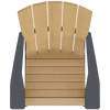 Top view of Coastal Rocker outdoor chair with tan slatted seat and backrest, and dark gray armrests.