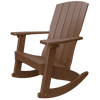 Brown weather-resistant poly lumber Coastal Rocker with high back and wide armrests designed for smooth rocking motion and outdoor use