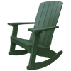 Green Coastal Rocker chair made of weather-resistant poly lumber with a high back and wide armrests for outdoor relaxation.