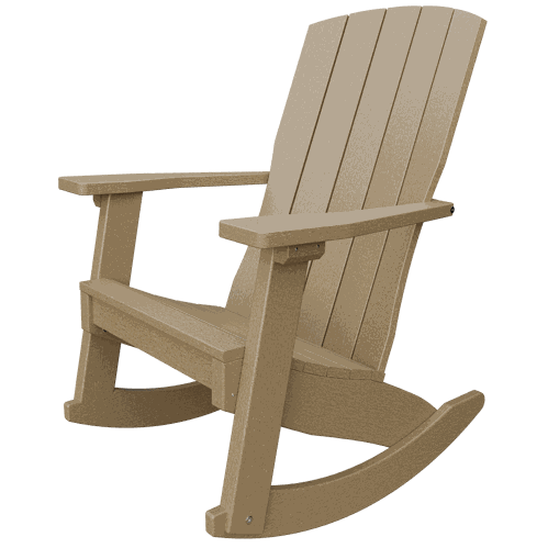Weather-resistant Coastal Rocker chair with smooth rocking motion and supportive high back for outdoor relaxation