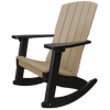 Durable beige and black Coastal Rocker chair with smooth rocking motion and weather-resistant poly lumber construction.