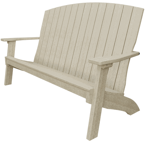 Weather-resistant Coastal Bench with contoured seat and wide armrests for outdoor patio or garden seating.