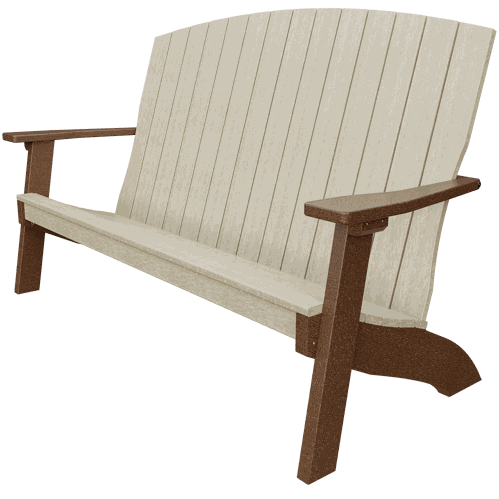 Outdoor Coastal Bench with weather-resistant poly lumber, contoured seat, supportive back, and wide armrests in a clean, modern design.