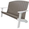Durable weather-resistant poly lumber Coastal Bench with contoured seat, supportive back, and wide armrests in gray and white design