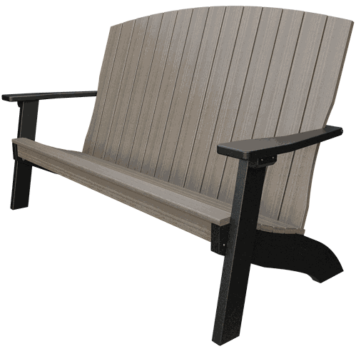 Durable weather-resistant Coastal Bench with contoured seat, supportive back, and wide armrests for outdoor patios and gardens