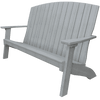 Gray outdoor Coastal Bench with contoured back, wide armrests, and durable weather-resistant poly lumber design