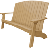 Weather-resistant coastal bench with contoured seat, supportive back, and wide armrests for outdoor comfort.