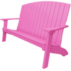 Pink Coastal Bench with clean lines, wide armrests, and durable weather-resistant poly lumber for outdoor seating.