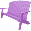 Purple all-weather poly lumber Coastal Bench with contoured seat and wide armrests for outdoor patio or garden seating