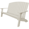 White coastal bench with contoured back and wide armrests made of weather-resistant poly lumber for outdoor use