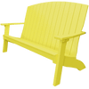 Yellow coastal bench with clean lines, wide armrests, and contoured seat for outdoor patio or garden seating.