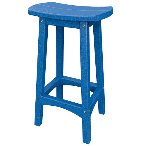 Blue weather-resistant Coastal Barstool with contoured seat and rust-proof hardware for outdoor use