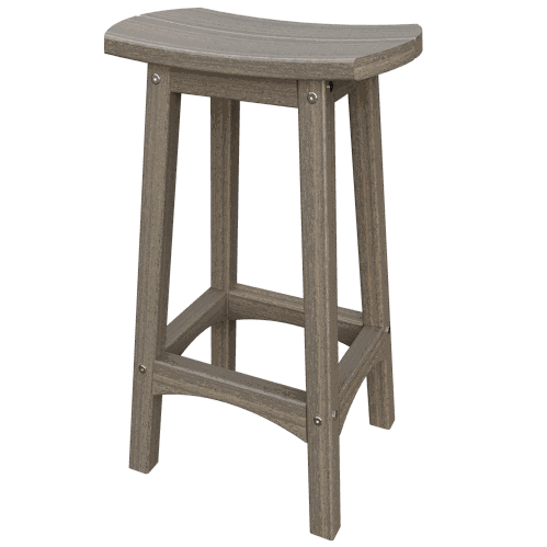 Eco-friendly coastal barstool with contoured seat and weather-resistant poly lumber construction for outdoor use