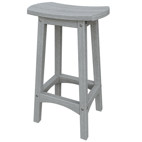 Gray weather-resistant Coastal Barstool with contoured seat and sturdy poly lumber construction for outdoor use