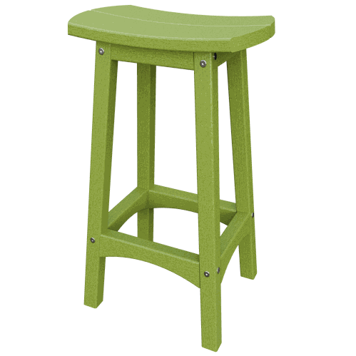 Green eco-friendly poly lumber coastal barstool with contoured seat and rust-proof hardware for outdoor use
