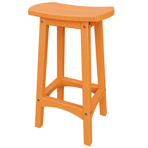 Coastal Barstool with contoured seat, weather-resistant poly lumber, and rust-proof stainless steel hardware in a coastal color.