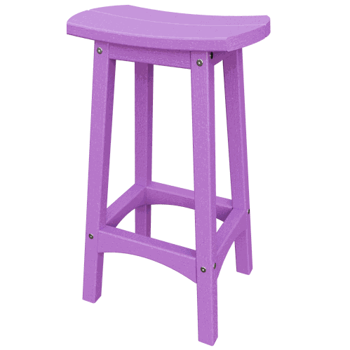 Purple eco-friendly poly lumber Coastal Barstool with contoured seat and rust-proof hardware for outdoor use