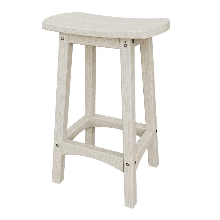 Coastal Barstool with contoured seat, weather-resistant poly lumber, and rust-proof hardware for outdoor use.