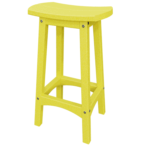 Yellow Coastal Barstool with weather-resistant poly lumber and contoured seat for outdoor use
