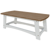 Coastal Coffee Table with brown slatted top and white sturdy poly lumber base designed for outdoor use