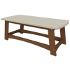 Coastal Coffee Table with beige slatted top and brown eco-friendly poly lumber base for outdoor use