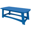 Blue durable coastal coffee table with slatted top and low-profile design for outdoor patios
