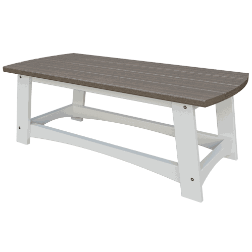 Coastal Coffee Table with weather-resistant poly lumber and white frame, featuring slatted tabletop and durable design for outdoor use