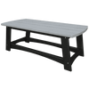 Coastal Coffee Table with slatted grey top and black sturdy poly lumber frame, weather-resistant and durable for outdoor use.