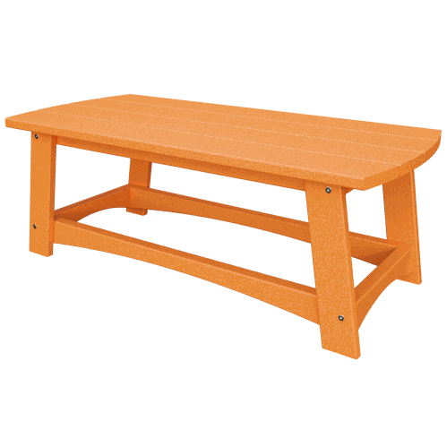 Durable orange Coastal Coffee Table made of weather-resistant poly lumber with a slatted top and sturdy frame.