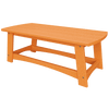 Durable orange Coastal Coffee Table made of weather-resistant poly lumber with a slatted top and sturdy frame.