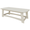 white coastal coffee table made from weather-resistant poly lumber with slatted tabletop and sturdy design for outdoor patio use