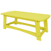 Yellow coastal coffee table with slatted top and sturdy poly lumber construction for outdoor use