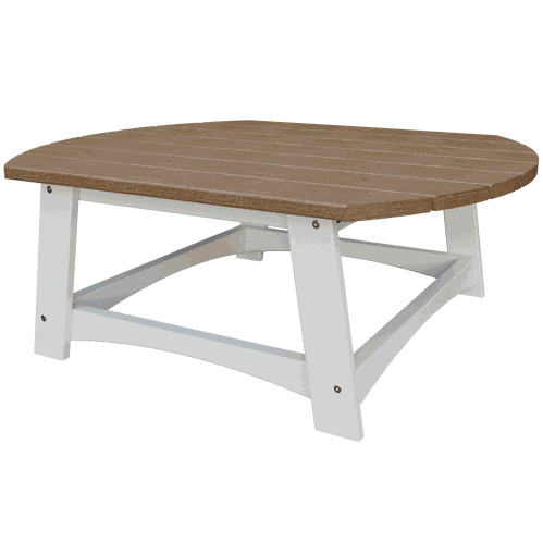 Coastal Conversation Table with wood-look poly lumber top and white sturdy base for outdoor use