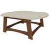 Coastal Conversation Table with spacious light wood top and brown eco-friendly poly lumber frame, durable outdoor coffee table