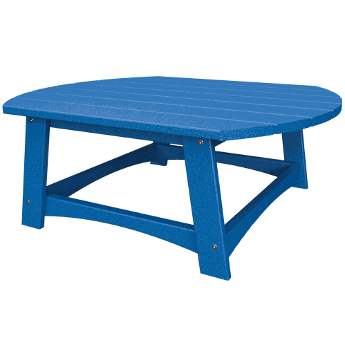 Blue Coastal Conversation Table made from durable, eco-friendly poly lumber with spacious tabletop and weather-resistant design for outdoor use.
