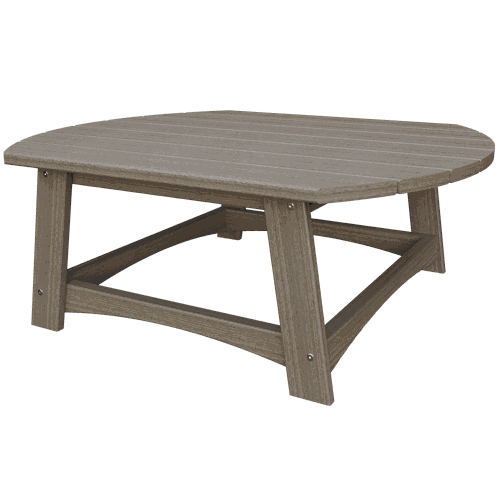 Coastal Conversation Table made of durable poly lumber with a spacious, weather-resistant wood-look surface for outdoor use.