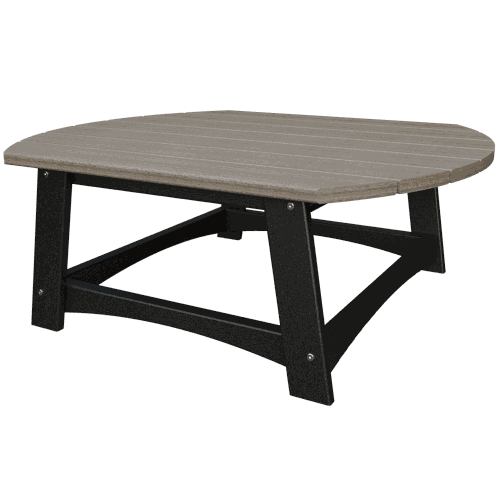 Coastal Conversation Table with spacious wood-look poly lumber top and sturdy black legs for outdoor use