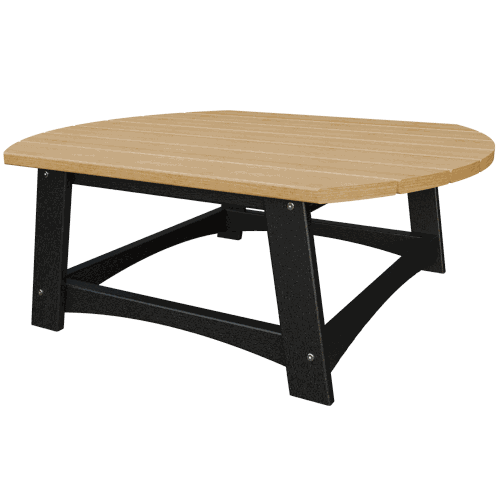 Coastal Conversation Table with wood-look poly lumber top and black sturdy legs for outdoor use