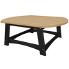 Coastal Conversation Table with wood-look poly lumber top and black sturdy legs for outdoor use