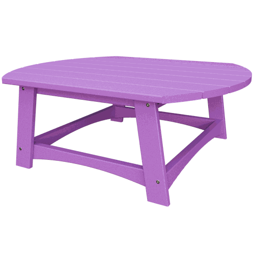 Purple coastal conversation table made from durable eco-friendly poly lumber with a spacious rectangular top and sturdy legs.