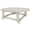 Light gray coastal conversation table with spacious tabletop and durable poly lumber construction designed for outdoor use.