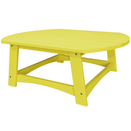 Yellow coastal conversation table made from durable eco-friendly poly lumber with a spacious round tabletop and sturdy legs