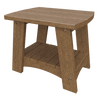 Weather-resistant brown coastal end table with lower shelf for outdoor use